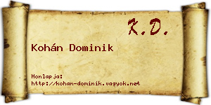 Kohán Dominik névjegykártya